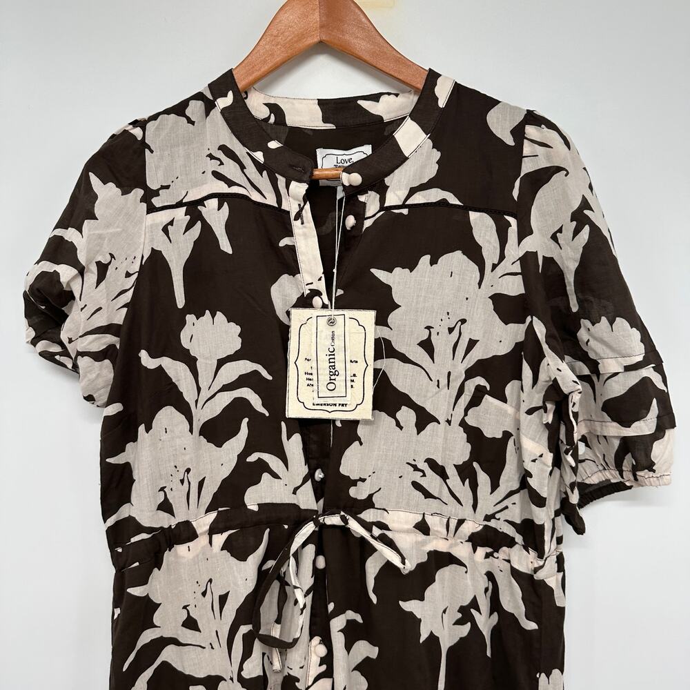 EMERSON FRY Evereve NWT Lucy Brown Floral Basque Dress // M - Picture 5 of 15